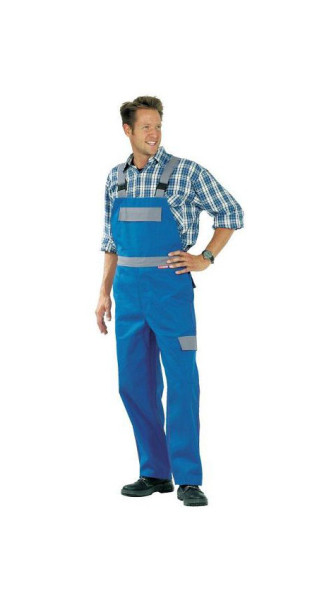 Planam Major Protect Latzhose, kornblumenblau/grau, Größe 54, 5230054