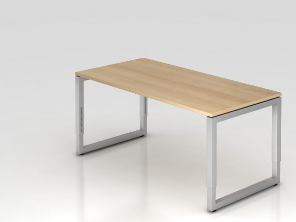 Hammerbacher Schreibtisch O-Fuß eckig 160x80cm Eiche, Rechteckform mit schwebender Tischplatte, VRS16/E/S