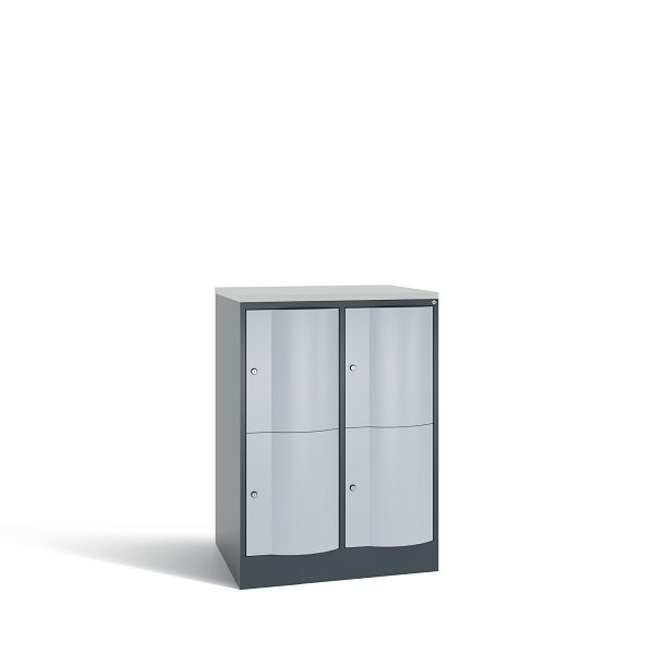 C+P XL-Schließfachschrank, 4 Fächer, H1077B772T640mm,Anthrazit/Weißalu/DBSHellgrau, 8472-273 S10092