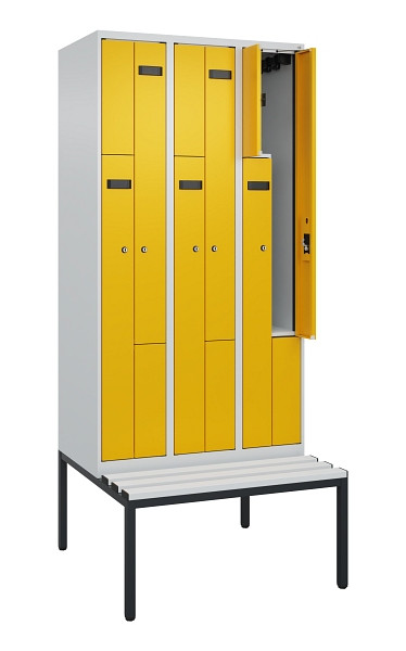 C+P Z-Spind Evolo PLUS, 6 Fächer, 2120x900x815mm, 7035/1004, Zylinderschloss, Material Sitzfläche Kunststoff, Sitzbank, 0490537-306 S10075