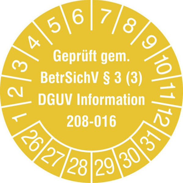 Stein HGS Prüfplaketten mit Jahresfarbe (6 Jahre), gelb, 2026-2031, 31.c2170-26