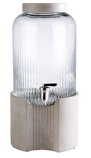 APS Getränkespender -ELEMENT-, Ø 22 cm, Höhe: 45 cm, 7 Liter, Behälter aus Glas, Zapfhahn aus Edelstahl, Basis und Deckel aus Beton, 10400