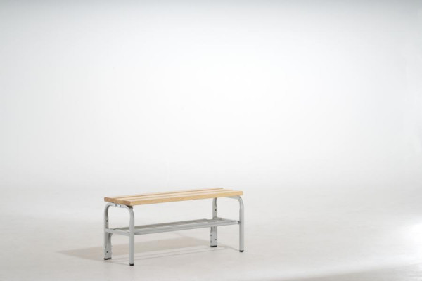 SYPRO Sitzbank (Typ A+R) 150 mit Schuhrost, ohne Rückenlehne, einseitig, Stahl/Holz, lichtgrau, 1314412