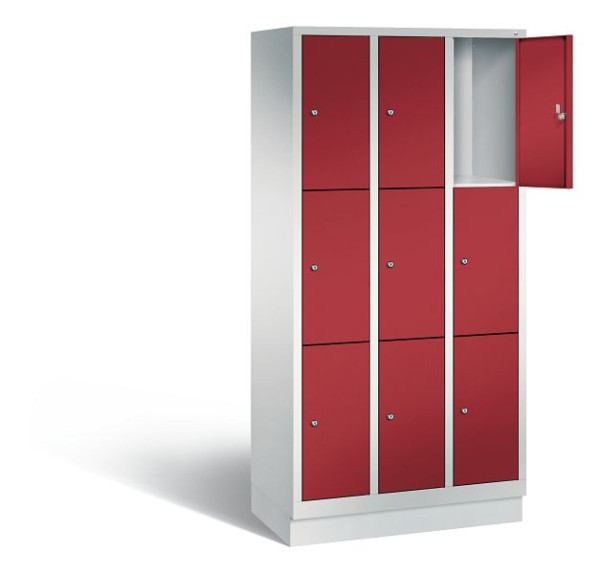 C+P Schließfachschrank Evolo, H1800xB900xT500mm, Farbe: Lichtgrau / Rubinrot, 48020-303 S10006