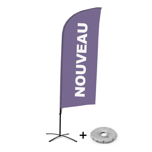 Showdown Displays Beachflag Alu Wind Komplett-Set Neu Lila Französisch Kreuzständer, BFAW310-CB30-WB-I501