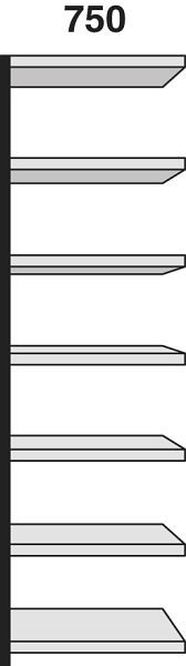 Kerkmann Regalfeld Stora 100, B 750 x T 300 x H 2600 mm, silber/lichtgrau, 51249614