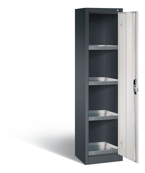 C+P Umweltschrank Acurado, H1950xB502xT500mm, Farbe: Schwarzgrau / Lichtgrau, Muldengriff, 8901-315 S10159