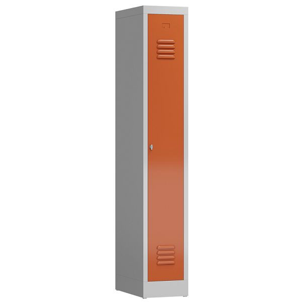 Lüllmann ClassiX Garderobenschrank, 1 Abteil, 1800 x 310 x 500 mm, lichtgrau/feuerrot, X-510114