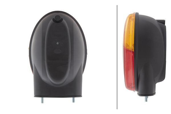 HELLA Heckleuchte, Agroluna, Glühlampe, 12V /Einbau/geschraubt, ECE/ADR/GGVS, Lichtscheibenfarbe: rot/gelb, links, 2SD 343 130-797
