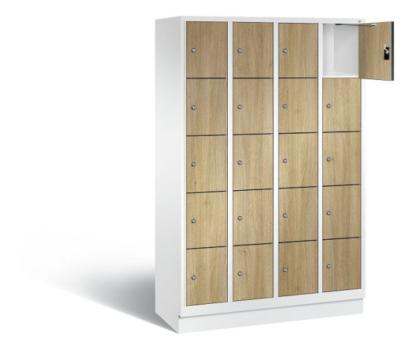 C+P Schließfachschrank Evolo, H1800xB1190xT500mm, Farbe: Verkehrsweiß / Dekor Eiche Sereno, 48020-405 S10301