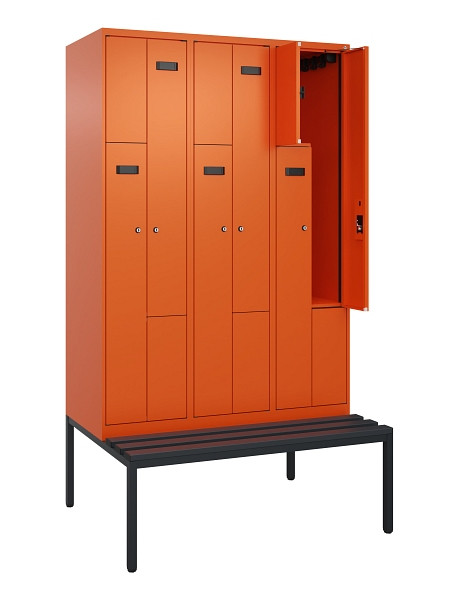 C+P Z-Spind Evolo PLUS, Bank, 6 Fächer, 2120x1200x815mm, 2004/2004, Zylinderschloss, Sitzfläche Kunststoff, Sitzbank, 0490537-326 S10104