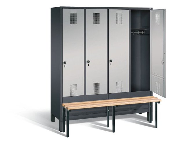 C+P Garderobenschrank Evolo, H1850xB1590xT815mm, Farbe: Schwarzgrau / Weißaluminium, 48030-42 S10005