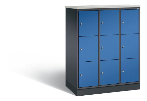 C+P Schließfachschrank Intro, H1255xB920xT490mm, Farbe: Schwarzgrau / Enzianblau, 8573-301 S10362