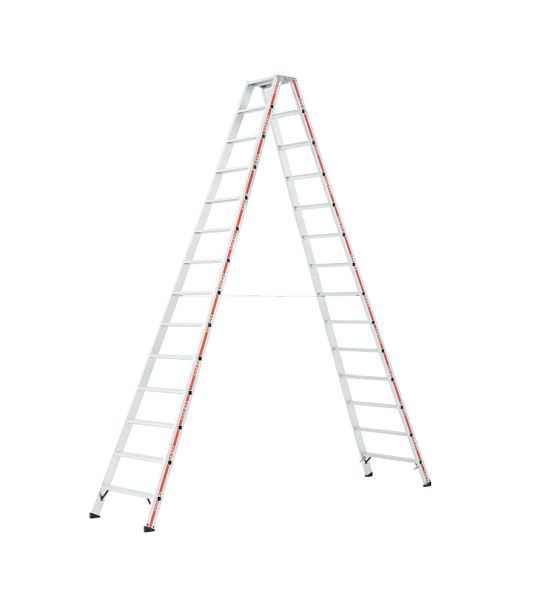 HYMER Stufenstehleiter, beidseitig begehbar, 2x14 Stufen, Standhöhe 2,76 m, 802428