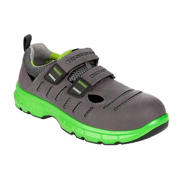 RUNNEX S1P-ESD-Sicherheitsklettsandalen FlexStar, grau/grün, Größe: 48, VE: 1 Paar, 5171-48