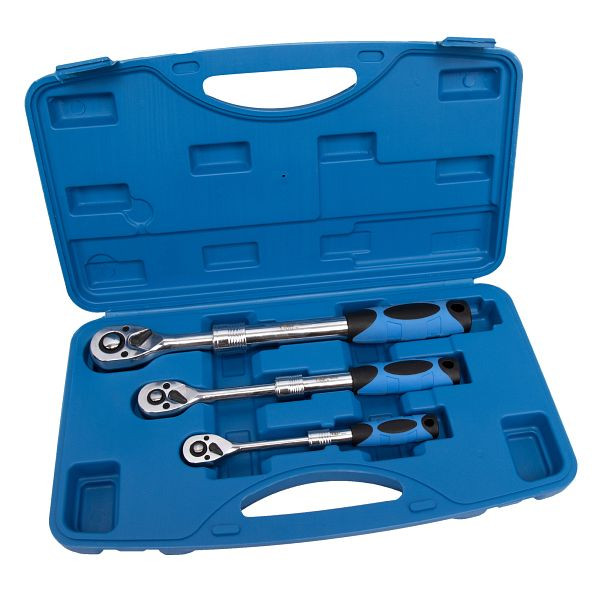 RepTools Hebelumschaltknarren mit Teleskopauszug – 1/4, 3/8 & 1/2", 3-teilig, XXL-120418