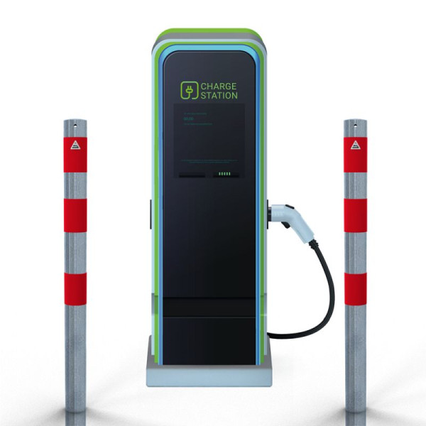 Stein HGS Absperrpfosten als E-Ladesäulenschutz, Pfosten Ø 76 mm, rot, ohne Farbe, 63694.0012
