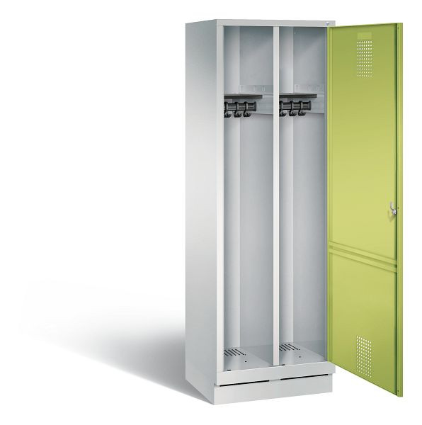 C+P Schwarz-Weiss-Spind Evolo, H1800xB610xT500mm, Farbe: Lichtgrau / Viridingrün, 48220-20 S10060