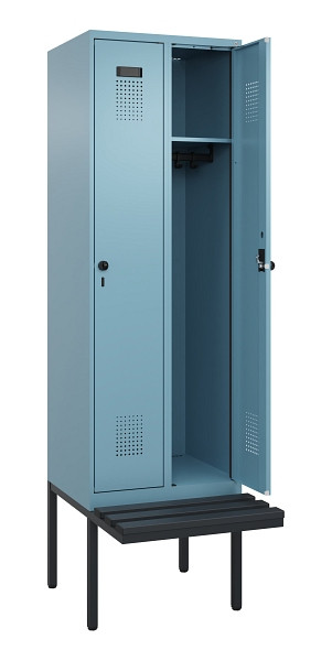 C+P Spind Evolo PLUS, 2 Abteil, 2120x600x815mm, 0010/0010, Drehriegel, Material Sitzfläche Kunststoff, 0490407-20 S10075