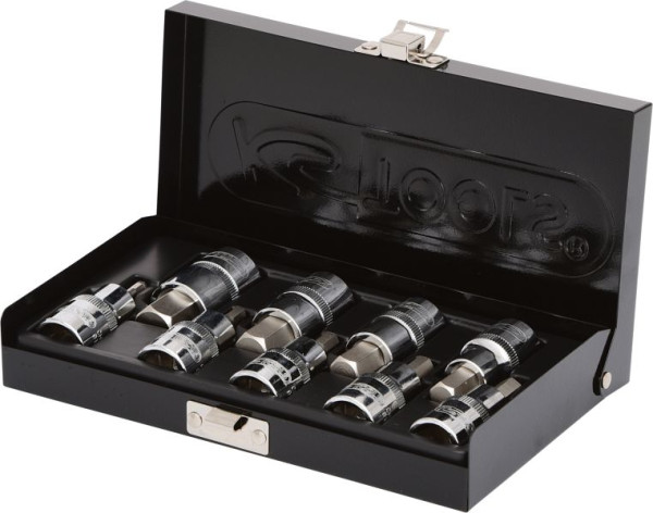 KS Tools 1/2" CHROMEplus Bit-Stecknuss-Satz Innensechskant, 9-teilig 4-17mm, kurz, 918.1330
