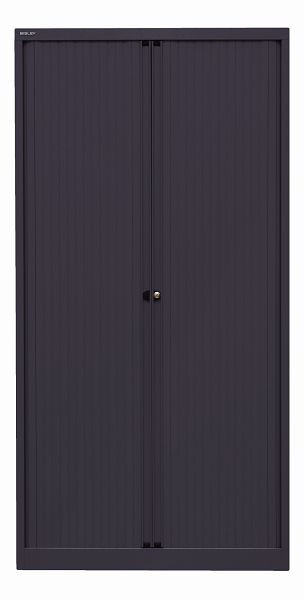 Bisley Rollladenschrank EuroTambour, 4 Fachböden, 5 OH, Rollladen schwarz, Korpus schwarz, ET410194S5633