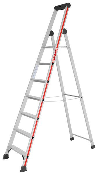 HYMER Stufenstehleiter mit Plattform, einseitig begehbar, 7 Stufen, Länge 2,36 m, Standhöhe: 1,58 m, 402607