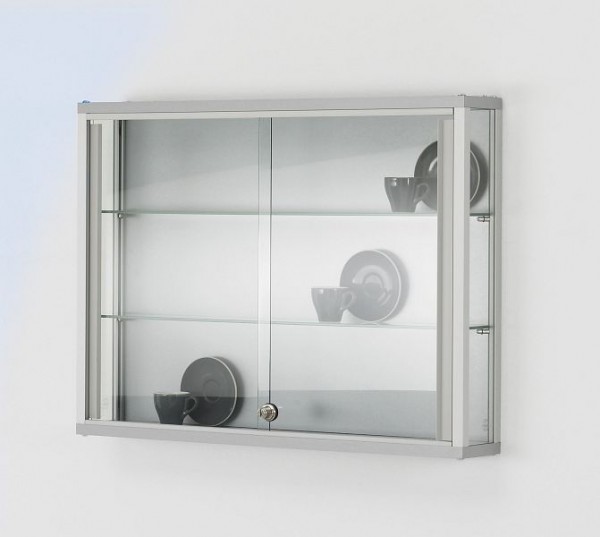 BST Wandvitrine, Dekor-Silber, 2 Böden, 800x120x590mm, LINK-V805