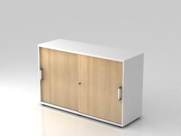 Hammerbacher Schiebetürschrank 2OH 120cm Chromgriff Weiß/Eiche, 120x40x74,8 cm (BxTxH), V1752S/W/E/CE