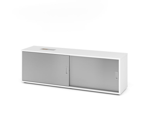 Hammerbacher Sideboard 1751S, 1,5 OH, Weiß / Silber, 160x40x52cm, 1 verstellbarer Fachboden, XMST, XDSM, XBHM, XB, V1751S/W/S