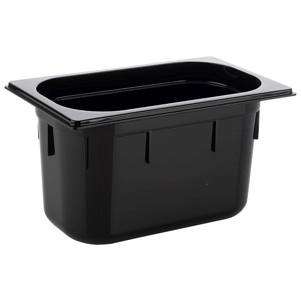 APS GN 1/4 Behälter, 26,5 x 16,2 cm, Tiefe: 150 mm, Polycarbonat, schwarz, 3,7 Liter, 82074