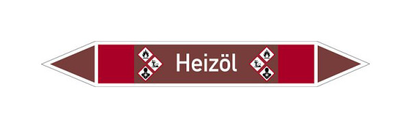 Schilder Klar Rohrleitungskennzeichen Heizöl, 33000x180 mm Folie selbstklebend, 101642/83