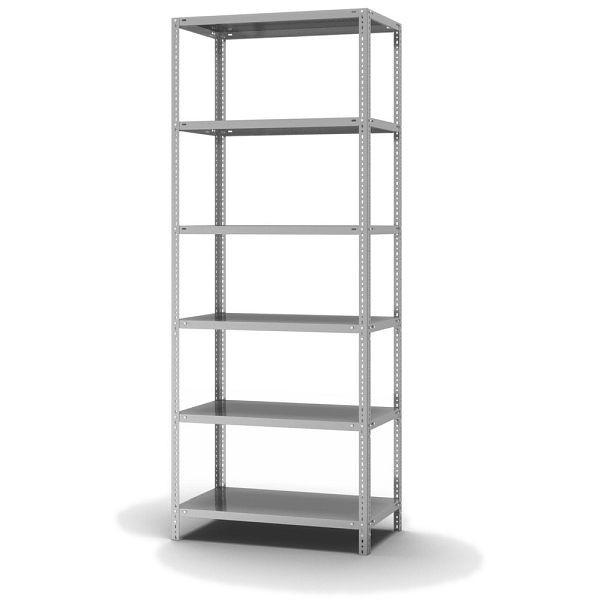 hofe Edelstahl-Grundregal, 2500 x 1000 x 500 mm, 6 Fachböden, 200 kg Fachlast, 1200 kg Feldlast, Schraubsystem, WEG25510M