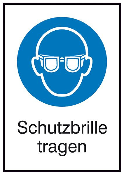 SafetyMarking Gebots-Kombischild, Schutzbrille tragen, BxH 13,1x18,5 cm, Aluminium, 51.A7030