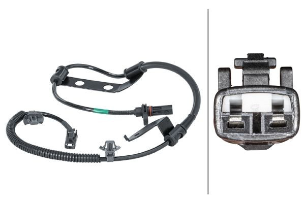 HELLA Sensor, Raddrehzahl - 12V - 2-polig - Kabel: 790mm - mit Halter, 6PU 012 679-841