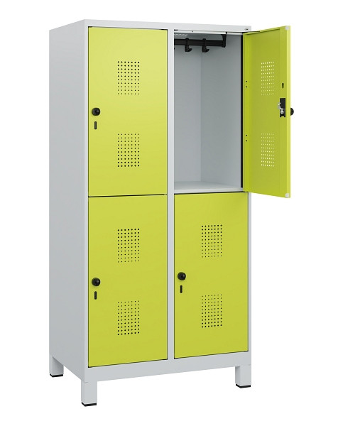 C+P Doppelstöckiger Spind Evolo PLUS, Füße, 4 Fächer, 1630x800x500mm, 7035/0024, Drehriegel, 0493105-22 S10015