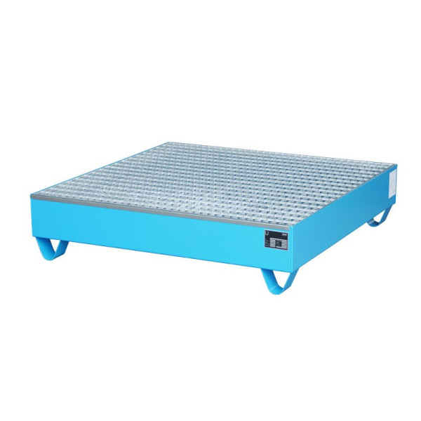 STEIN HGS Auffangwanne Serie 2000, 216 Liter, RAL 5012 lichtblau, Gesamthöhe 285 mm, lackiert, 4 x 200 Liter Fass, Gitterrost, 79194.0057