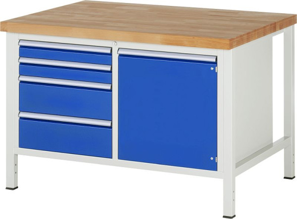 RAU Werkbank Serie 8000 - Modell 8470, B1250 x T900 x H840-1040 mm, 13-8470A2-129B4H.11