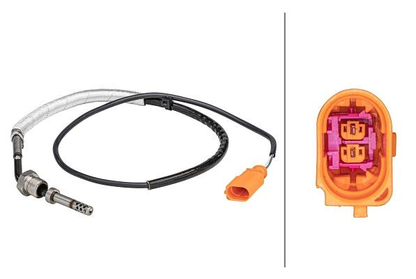 HELLA Sensor, Abgastemperatur, 2-polig, geschraubt, Kabel: 715mm, 6PT 358 181-131
