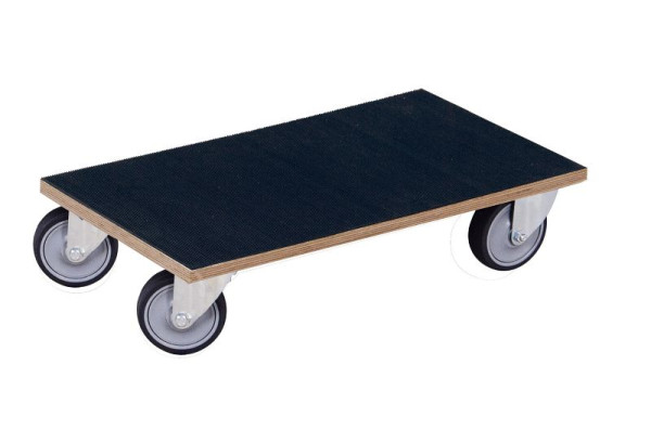 VARIOfit Möbelhund mit thermoplastischer Bereifung, 600x350x175mm, thermoplastischem Gummi, beklebt mit Riefenmatte, schwarz, VE: 2 Stück, mh-939.500