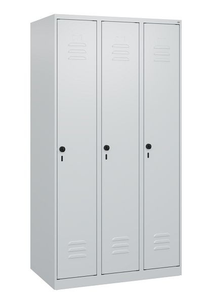 C+P Umkleidespind Classic PLUS mit Mitteltrennwand, 3 Abteile, 1700x900x500mm, 7035/7035, Drehriegel, 0800007-30F S10008