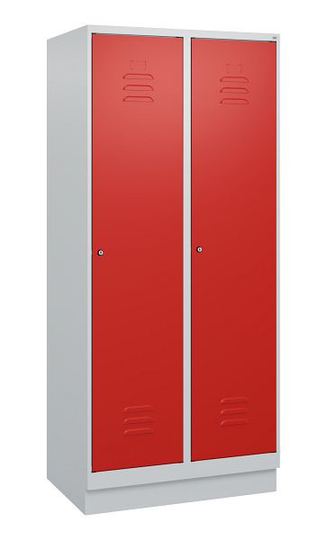 C+P Umkleidespind Classic PLUS, Sockel, 2 Abteile, 1800x800x500mm, 7035/3020, Zylinderschlösser, 0800207-22 S10017