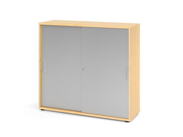 Hammerbacher Schiebetürschrank 1753S BS, 3 OH, Korpus: Ahorn / Front: Silber, 120 x 40 x 110 cm (BxTxH), V1753S/3/S/BS