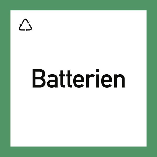 Moedel Wertstoffkennzeichnung "Batterien", Kunststoff, 300x300 mm, 99142