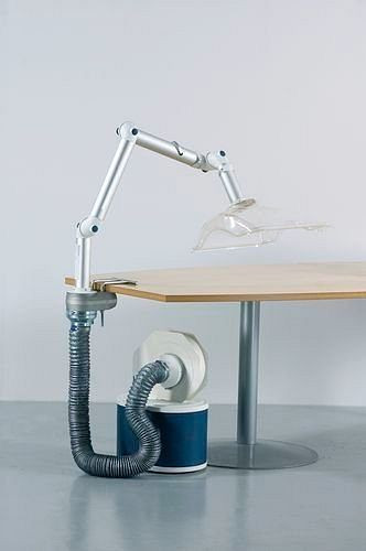 DENIOS Absaugventilator AV 2000 mit Filterelement, 1 Absaugarm, inkl. Kombihaube, 173279