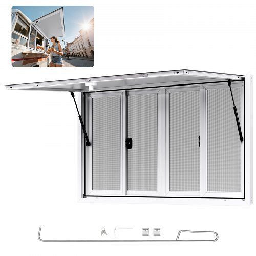 VEVOR Imbissfenster (1346 x 838 mm) schwenkbar, 85°-Öffnung & 4 Schiebefenster, für Konzessionsstände Imbisswagen, SCFWCK5333YC3THT4001V0