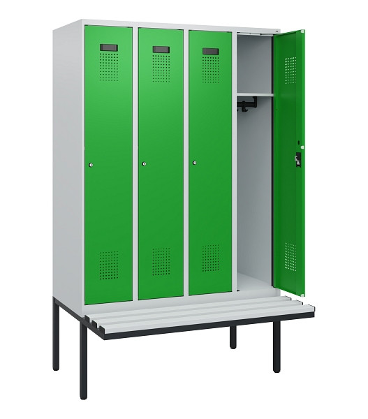 C+P Spind Evolo PLUS, 4 Abteile, 1950x1200x815mm, 7035/6037, Zylinderschloss, Material Sitzfläche Kunststoff, 0490405-40 S10092