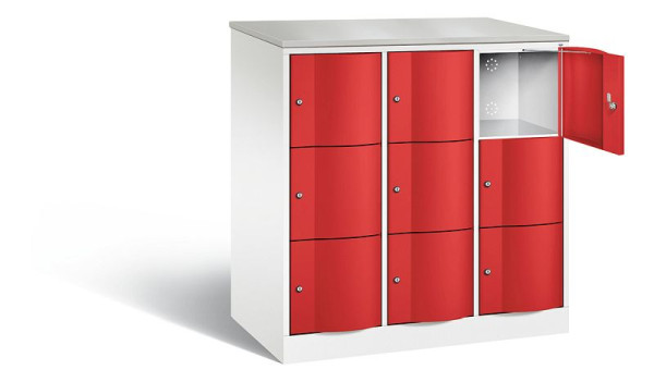 C+P XL-Schließfachschrank Resisto, H1255xB1148xT640mm, Farbe: Verkehrsweiß / feuerrot, 8573-373 S10175