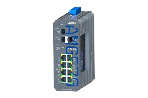 AMG Systems Industrieller managed Switch, 8x 1GBT POE, 4x90W, 3 x 1/2,5GFX SFP Slots, 190W@18V, AMG570-4GBT-4G-3S-P190-LV
