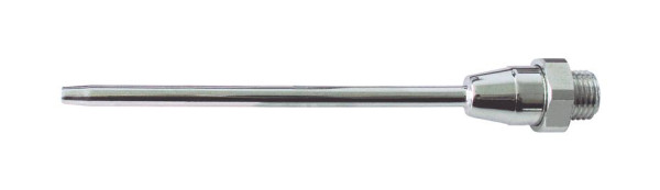 ELMAG Verlängerung gerade (Messing, vernickelt), Rohr Ø5mm, Düse Ø3mm, 415mm, AG M12x1,25, für Ausblaspistolen, 32511