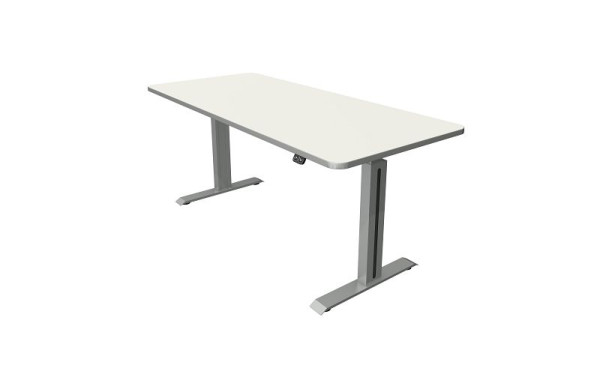 Kerkmann Steh-/Sitztisch B 1800 x T 800 mm, silber, elektrisch höhenverstellbar von 740 - 1230 mm, Weiß/silber, 10176110
